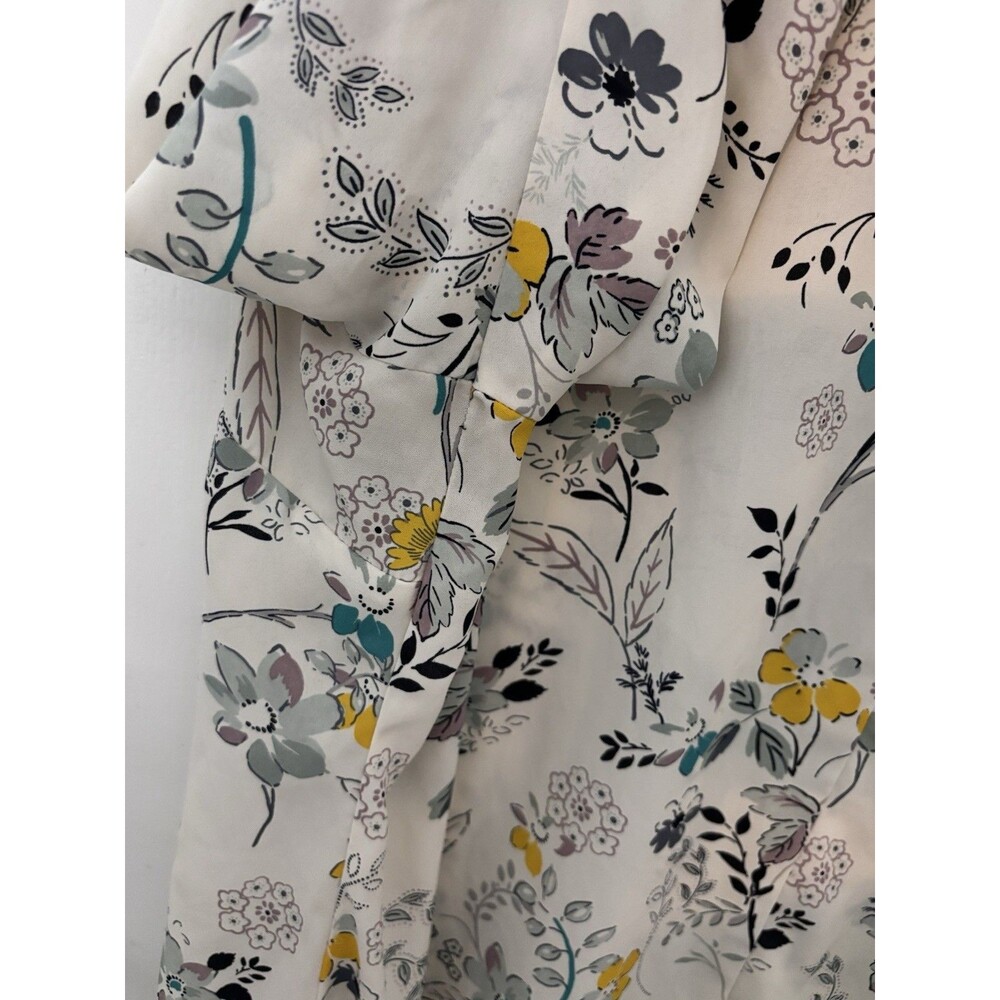 Maurices Cream Floral V-neck Blouse with Yellow & Green Accents - Picture 8 of 8